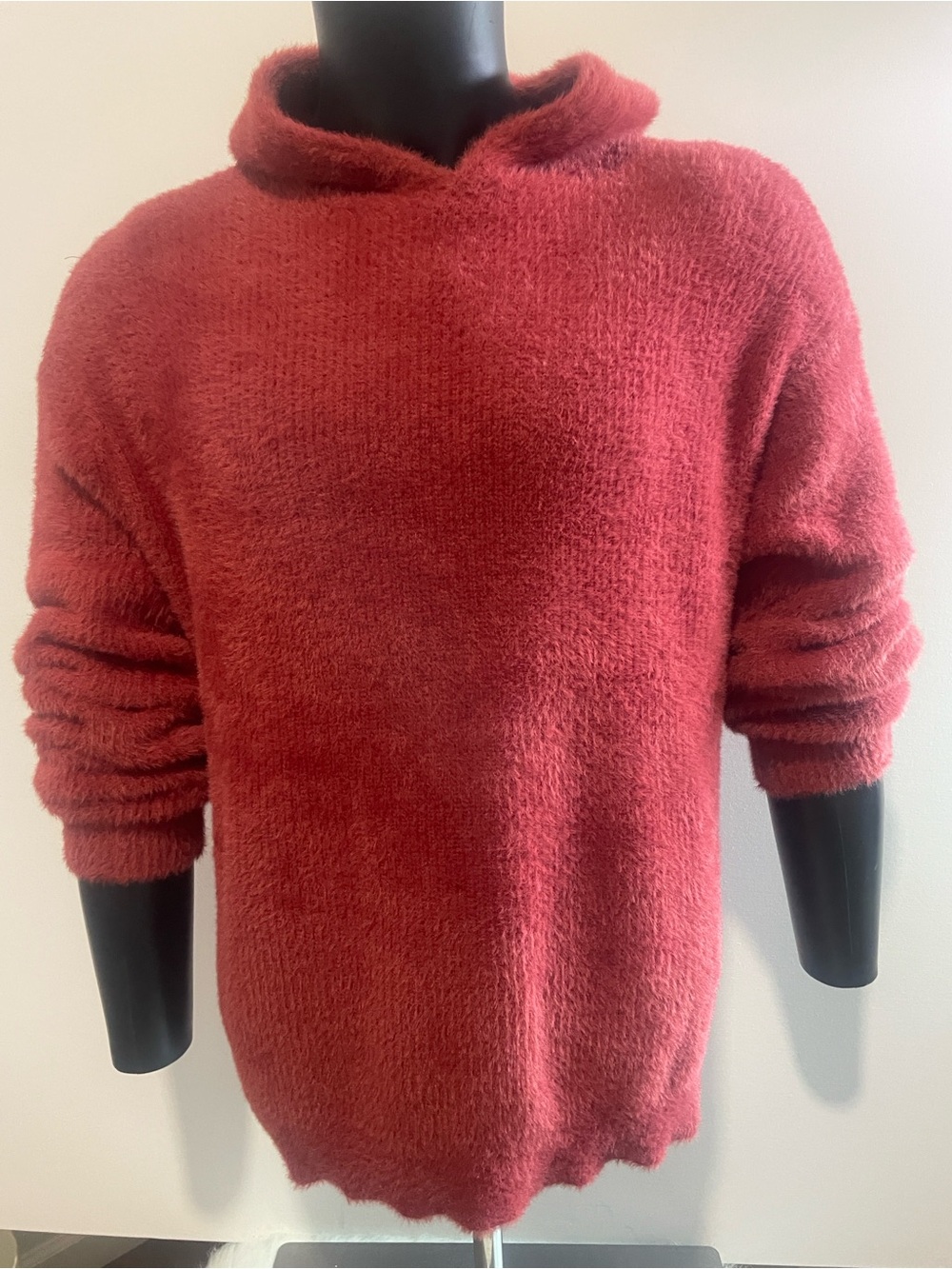 Red fuzzy hoodie with hood #winterwear #fuzzy #hoodie